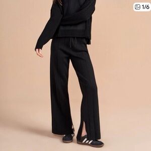 LA LIGNE MOLLY CASHMERE/COTTON SPLIT CUFF BLACK PANTS EXCELLENT CONDITION SMALL